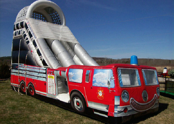 Το Firetruck τύπωσε τη διογκώσιμη φωτογραφική διαφάνεια που 9mx4m Bouncy υψηλή πίεση ενίσχυσαν τα σημεία