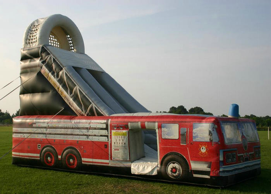 Το Firetruck τύπωσε τη διογκώσιμη φωτογραφική διαφάνεια που 9mx4m Bouncy υψηλή πίεση ενίσχυσαν τα σημεία
