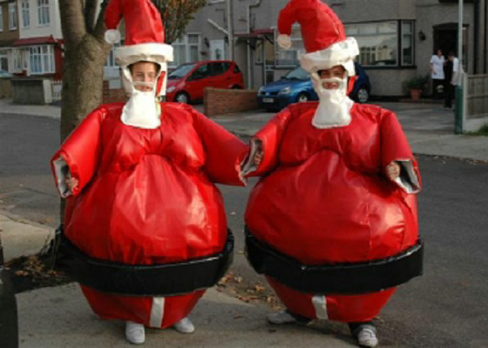Κοστούμια σούμο Santa Χριστουγέννων, χτύπημα - επάνω κοστούμι σούμο για τα παιδιά/παιχνίδι Χριστουγέννων ενηλίκων